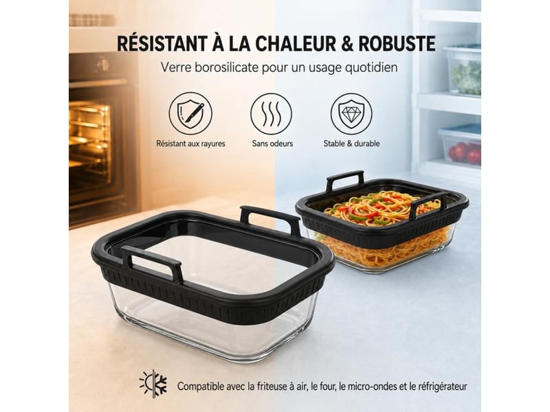  Plat cuisson verre resistant four a air chaud double zone lot de 2 poignées silicone amovibles 395393_AADEJ67992_6_DROPFR - Conforama D