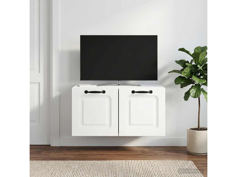  Meuble tv - banc tv - meuble de rangement mural blanc 59,5 x 41 x 30 cm bois d'ingénierie  - Conforama B
