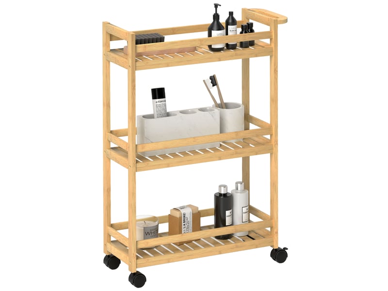  Desserte à roulettes 3 niveaux en bambou 55 x 20 x 75 cm  - Conforama A