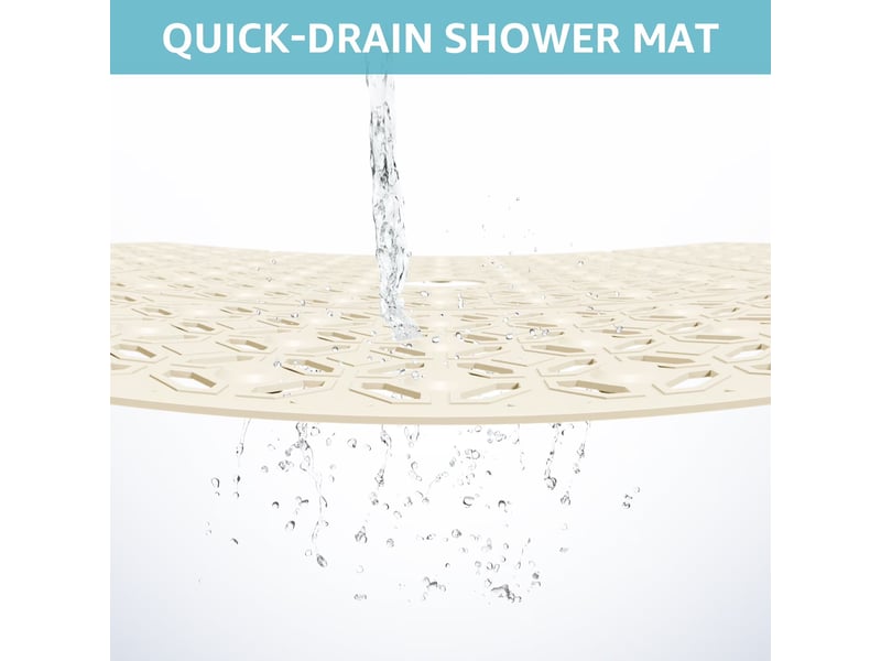  Tapis de douche en tpe à ventouses - 27 x 27 pouces - beige  - Conforama C