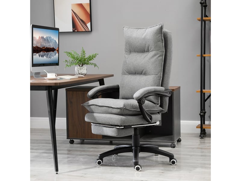  Fauteuil de bureau rembourré avec 6 points de massage, hauteur réglable et roulettes, 70 x 62 x 120-130 cm, gris  - Conforama C
