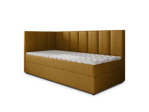 Lit avec rangement 80x200 cm <strong>MASSENO</strong> <strong></strong> coloris jaune