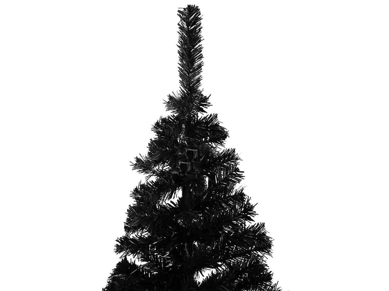  Sapin de noël, arbre de noël artificiel pré-éclairé et boules noir 150 cm pvc  - Conforama C