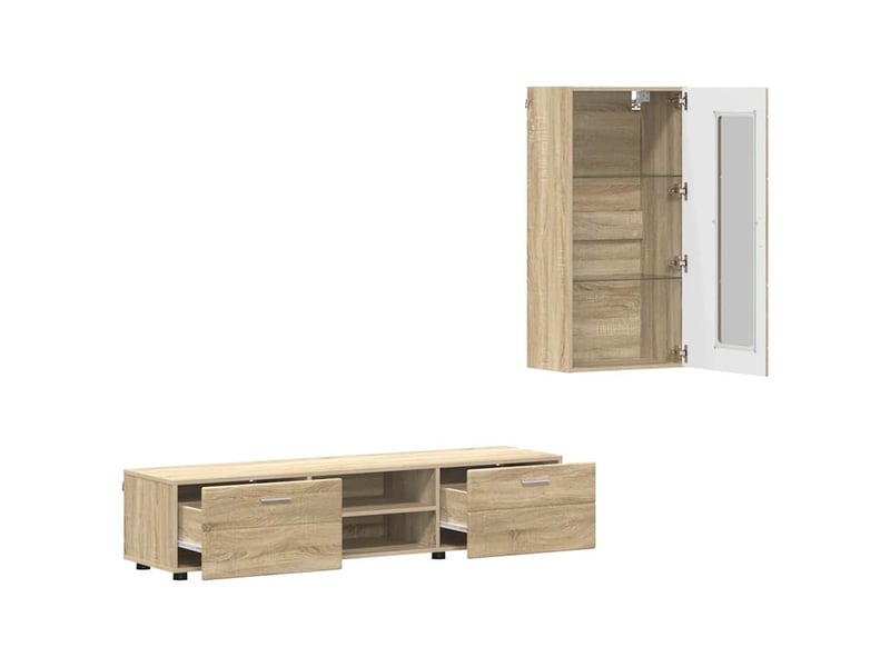  Ensemble meuble tv - banc tv - meuble de rangement florin 3 pcs chêne sonoma bois d'ingénierie  - Conforama E