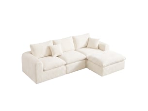 Canapé modulable 3 places 280 x 180 x 65 cm, 3 modules, en l, droit ou lit d’appoint, velours côtelé, mousse et ressorts, beige