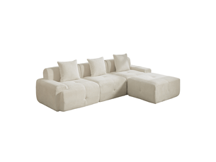 Canapé modulable en chenille 3 places beige - mousse 30d, sans montage, canapé pour salon