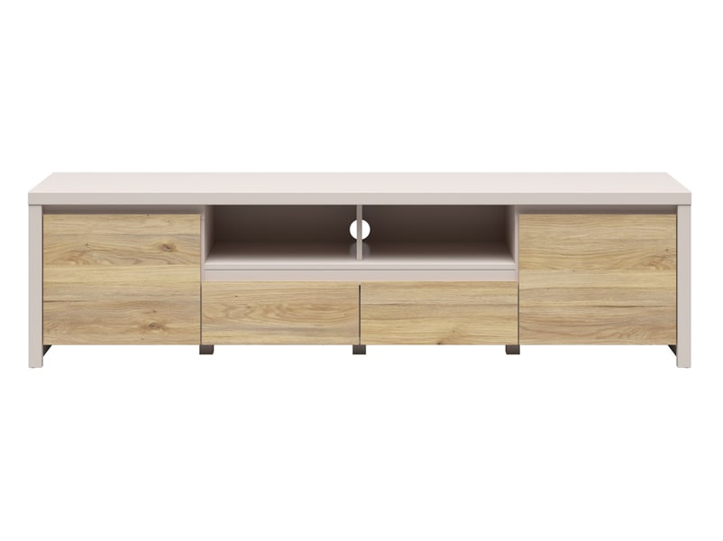 Meuble tv avec 2 portes et 2 tiroirs coloris cachemirechêne mauvella - longueur 182 x profondeur 40 x hauteur 49 cm - Conforama A