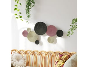 Décoration murale en disques 110 x 7 x 58 cm multicolore en métal, ensemble de 8 éléments à suspendre