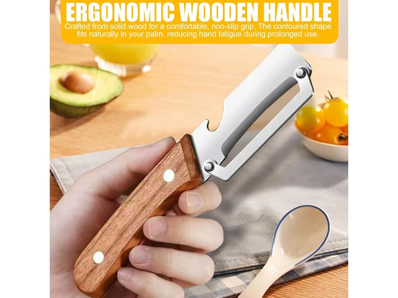 Coupe-oignons verts multifonction et éplucheur, manche robuste en bois massif, outil de découpe et d'épluchage pour la cuisine, éplucheur 3-en-1 - Conforama D