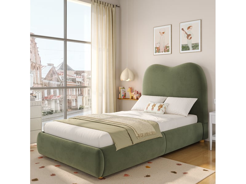  Modenvie lit coffre enfant 90x200 cm - avec rangement intégré, sommier inclus, sans matelas - vert  - Conforama D
