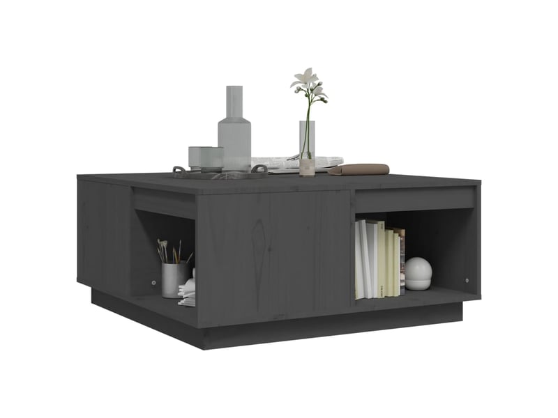  Table basse | table de salon gris 80x81x36,5 cm bois massif de pin  - Conforama D