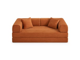 Canapé droit compressé convertible OKWISH  3 places Velours côtelé Terracotta