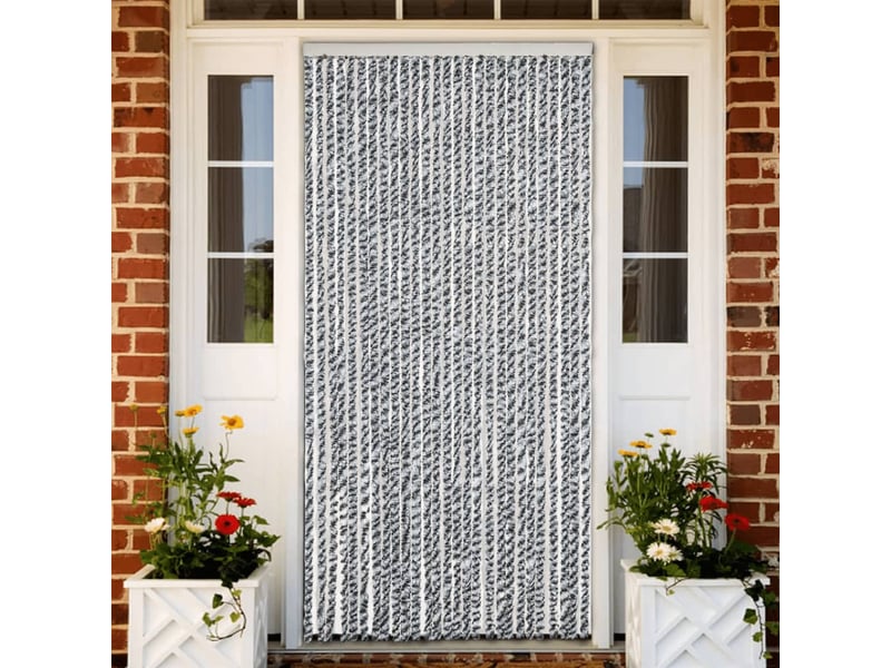  Rideau anti-mouches, moustiquaire gris et noir et blanc 118x220 cm chenille cf43555  - Conforama B