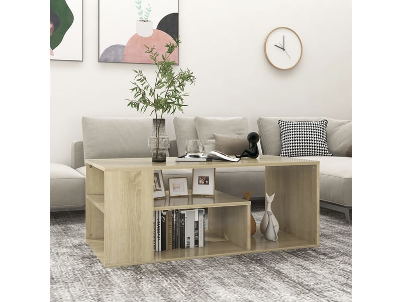  Table basse rectangulaire | table de salon chêne sonoma 100x50x40 cm bois d'ingénierie shl1477  - Conforama B