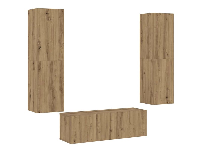  Lot de 3 meuble tv mural, meuble tv suspendu chêne artisanal bois d'ingénierie shl59243  - Conforama A