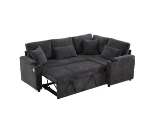 Canapé d'angle droit convertible VIVRYN 4 places Velours gris avec coffre de rangement
