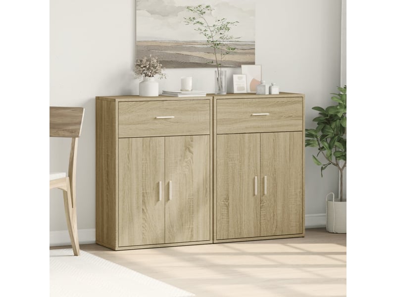  Buffets 2 pcs - bahut - meuble de rangement chêne sonoma 60x30x84 cm bois d'ingénierie  - Conforama C