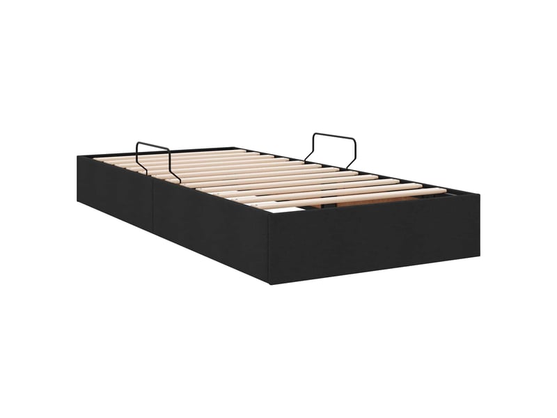  Lit simple- lit adulte -  cadre de lit ottoman avec stockage noir 100 x 200 cm tissu  - Conforama D