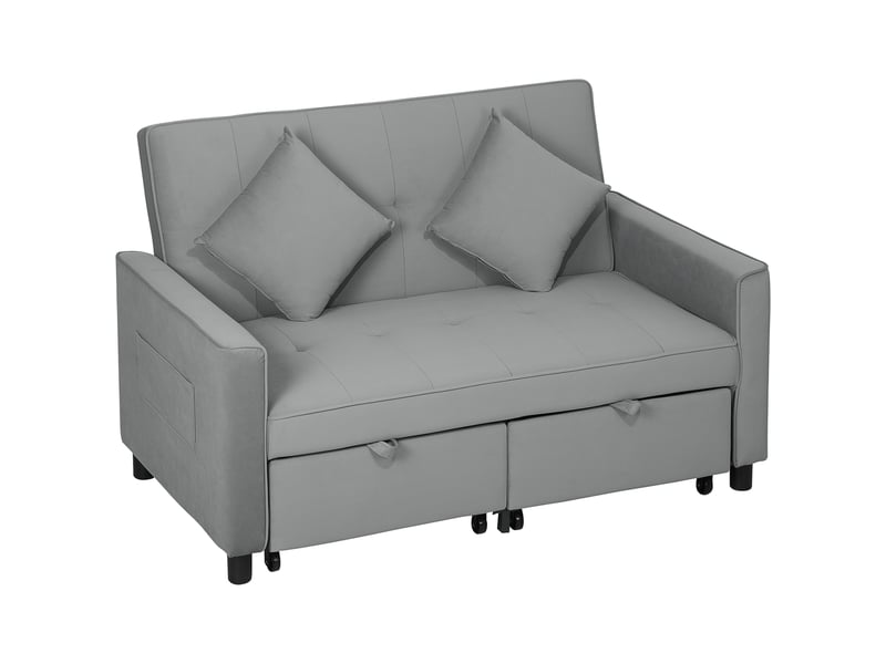  Canapé d'angle, canapé convertible – dossier réglable, gris, en velours, avec rangement, 2 places  - Conforama C