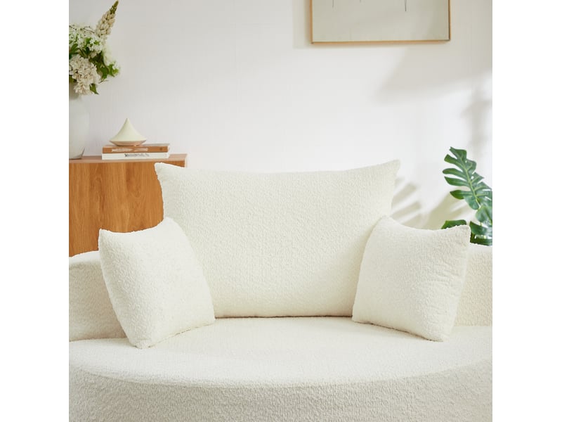 Fauteuils lounge 127x127x82 cm lot de 2, sans montage, coussin dossier, assise confortable, pour salon, chenille beige - Conforama E