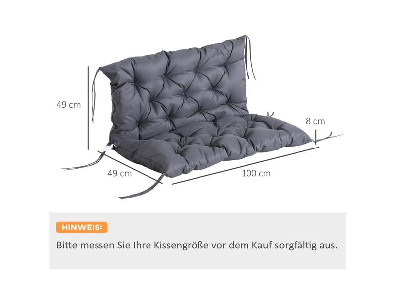 Coussin de banc de jardin 100x98x8 cm avec dossier résistant aux intempéries gris foncé  - Conforama E