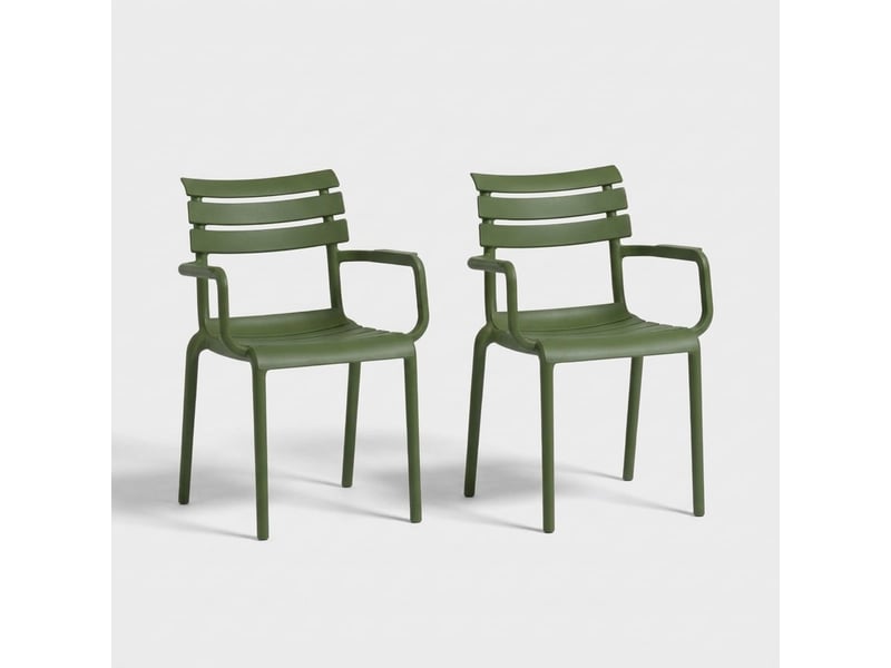  Lot de 2 fauteuils empilables pour jardin et intérieur punat - vert foncé  - Conforama A