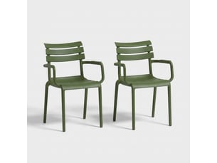 Lot de 2 fauteuils empilables pour jardin et intérieur punat - vert foncé