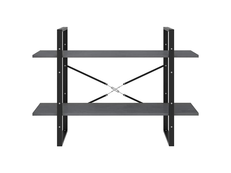 Bibliothèque à 2 niveaux, armoire à livres gris 100x30x70 cm bois de pin massif  - Conforama E