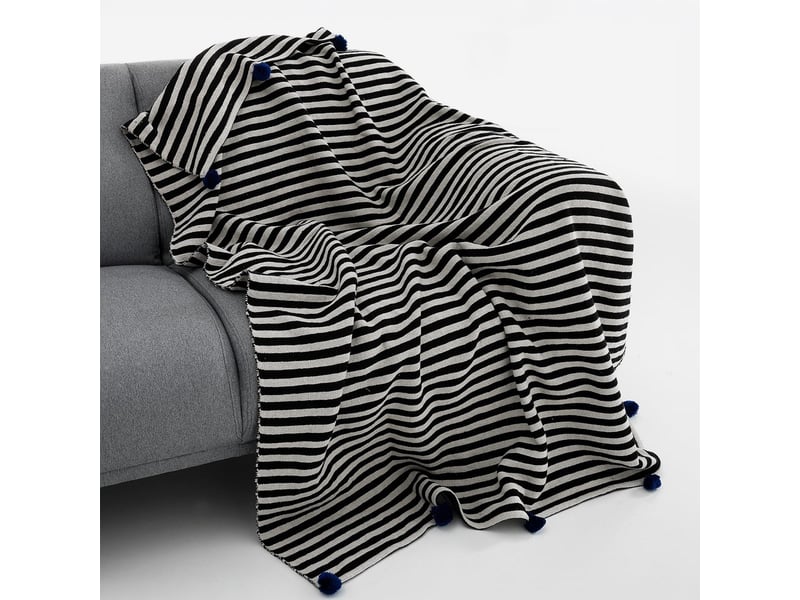  Plaid en coton 135 x 190 cm pour canapé stripe-b  - Conforama C