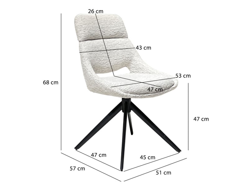  Lot 2 chaises repas pivotantes 360° tissu écru pieds métal – maple  - Conforama D