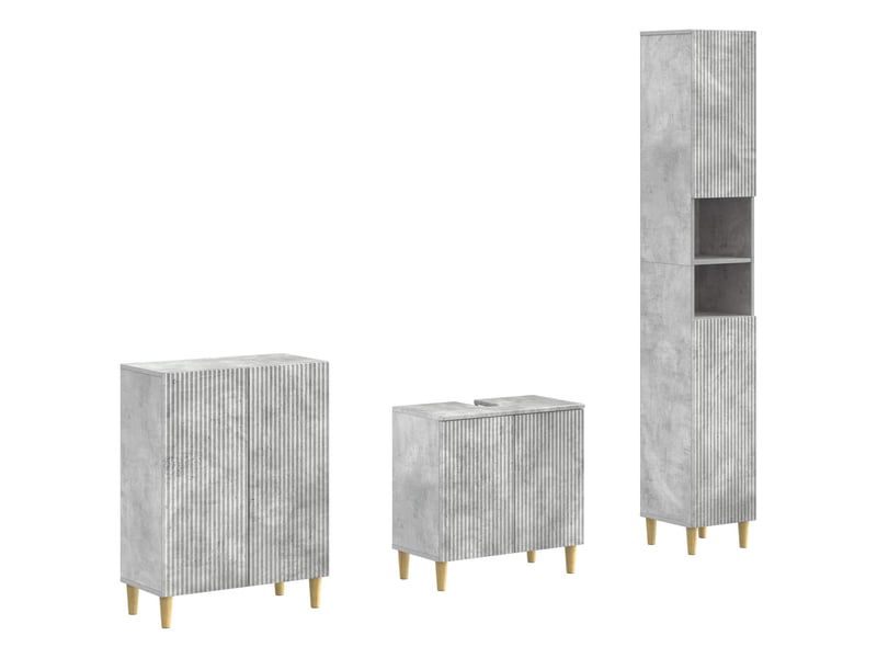  Ensemble de meuble de salle de bain 3 pièces arnhem gris béton cf63321  - Conforama A