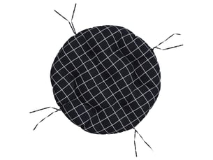 Coussin rond, coussin d'assise motif à carreaux noir ø 60 x11 cm tissu oxford cf56617