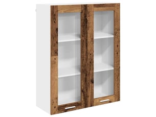 Meuble de rangement cuisine, armoire suspendue bois ancien 80x31x100cm shl3470