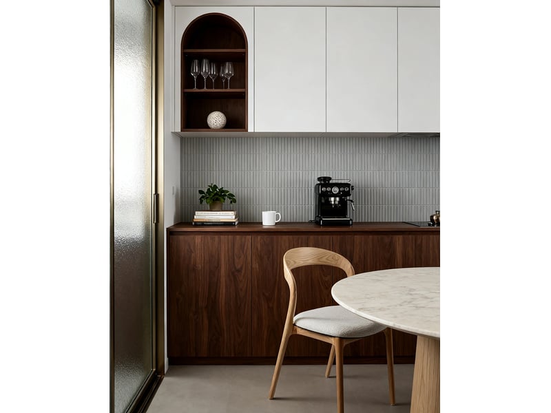 Lot de 2 chaises de salle à manger avec dossier incurvé et assise rembourrée en bois et tissu, naturel et blanc cassé - Conforama D