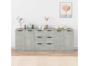 Buffets 3 pcs - bahut - meuble de rangement gris béton bois d'ingénierie
