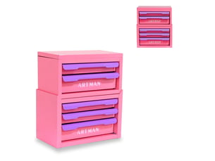 Coffret de rangement à tiroirs, organisateur bureau et cosmétique – lila-rosa, 5 tiroirs