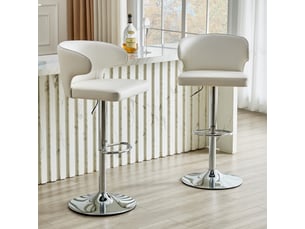 tabouret de bar assise réglable en hauteur <strong>STILVORA</strong> - blanc
