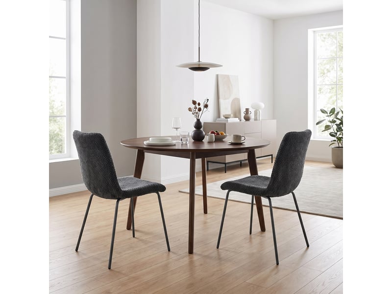  Lot de 2 chaises salle à manger bouclette teddy anthracite  - Conforama B