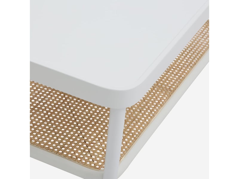  Table basse rectangulaire en bois avec étagère thomas - blanc  - Conforama D