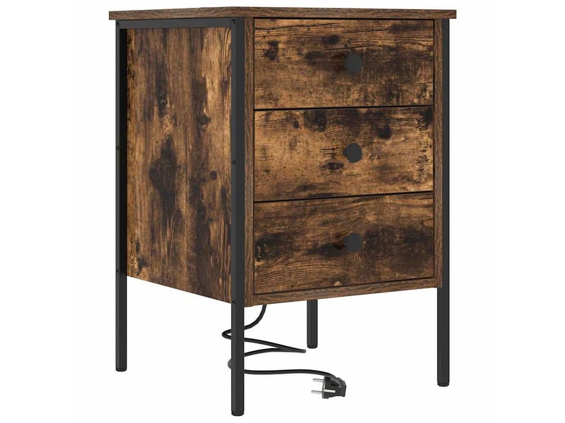  Table de chevet - cabinet de chevet - table de nuit 2 pièces chêne fumé 42 x 41 x 61 cm  - Conforama D