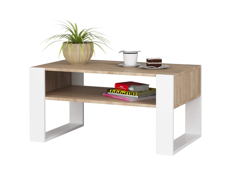  Table basse akord domi chêne sonoma 92 cm pieds blanc 92x50x45 cm DOMI - Conforama B