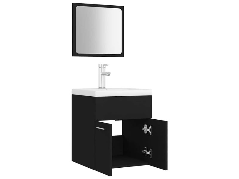  Ensemble de meubles de salle de bain noir aggloméré cf63905  - Conforama D