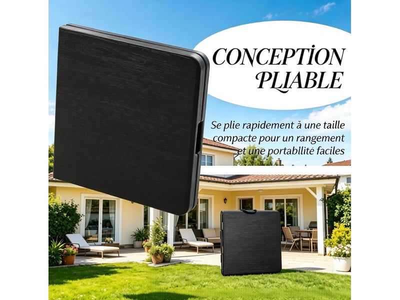 Table de jardin pliante réglable 118x60 cm – noir – hauteur ajustable 5674 cm, transport facile pour 4 personnes - Conforama E