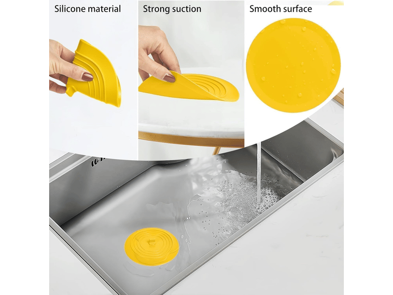  Grand bouchon de vidange jaune en silicone — adapté aux douches, baignoires et éviers — 1 pièce  - Conforama C