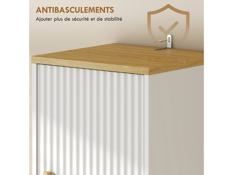 Meuble colonne salle de bain, meuble de rangement étroit avec 2 portes, tiroir, blanc, compartiment ouvert - Conforama W