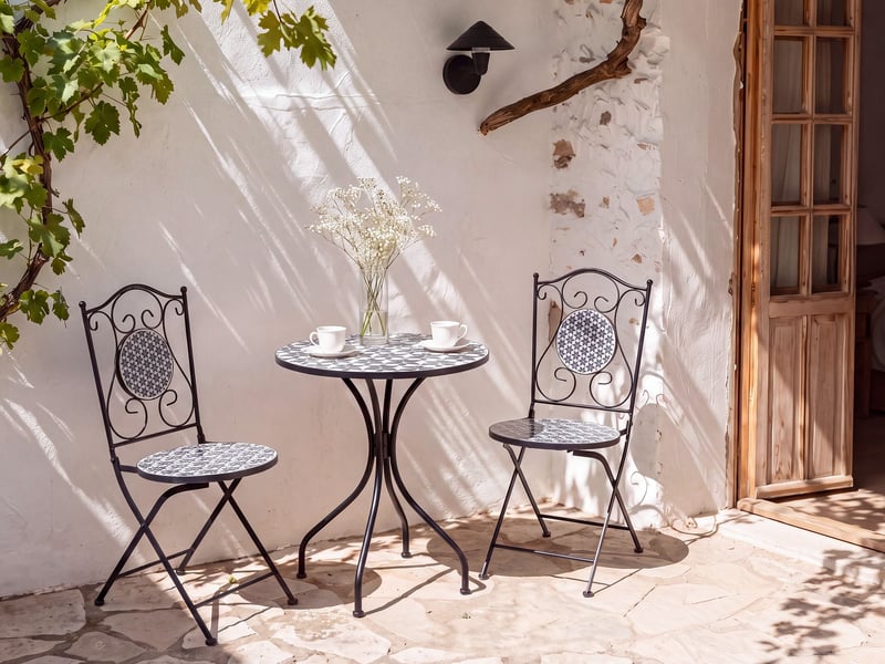 Ensemble bistrot sirolo métal blancbleu - Conforama B