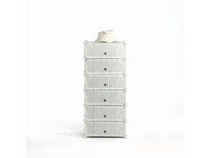 Meuble à chaussures modulable 6 cubes en plastique et acier 49x36.5x108 cm