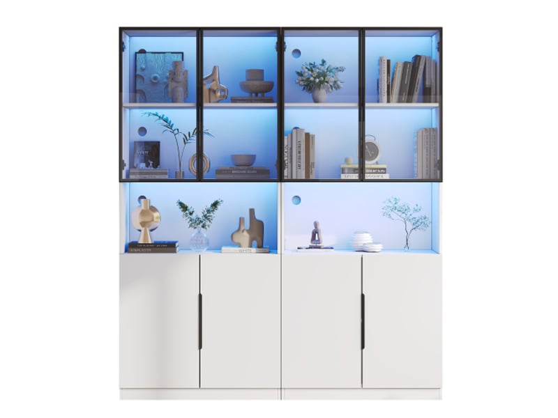  Vitrine - moderne minimaliste - portes en verre trempé - éclairage led réglable - anti-basculement  - Conforama A