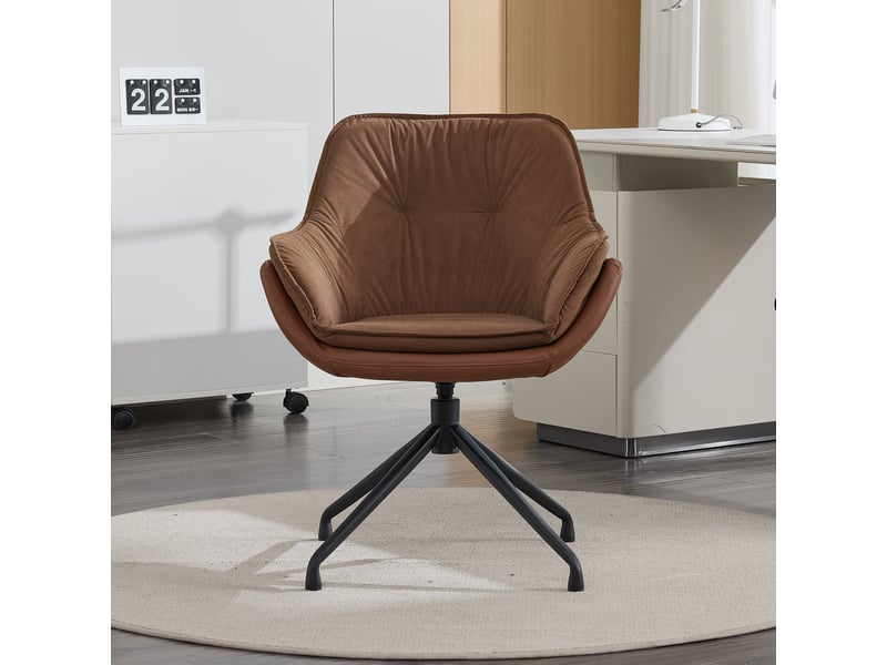  Fauteuil de bureau pivotant,67,5x66x80 cm,avec accoudoirs,similicuir,marron  - Conforama B