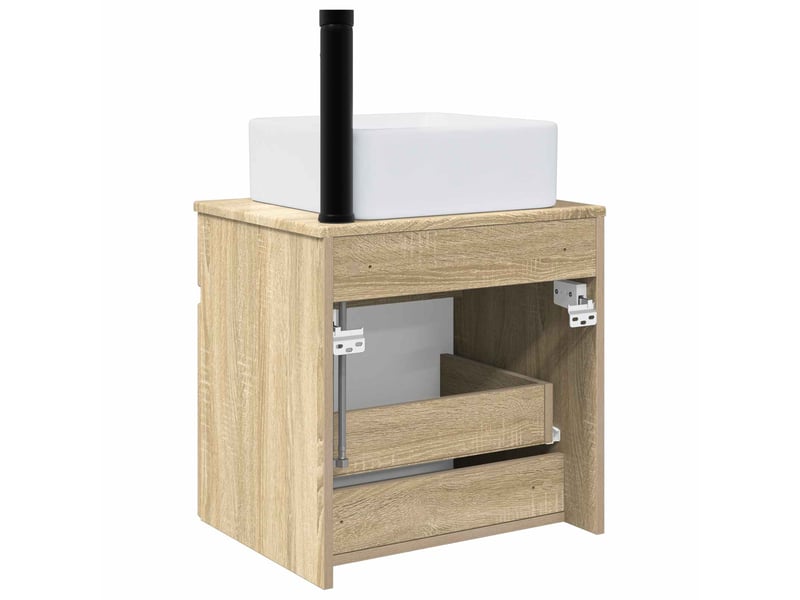 Meuble de lavabo mural, rangement salle de bain chêne sonoma 49x41x63 cm shl731 - Conforama D
